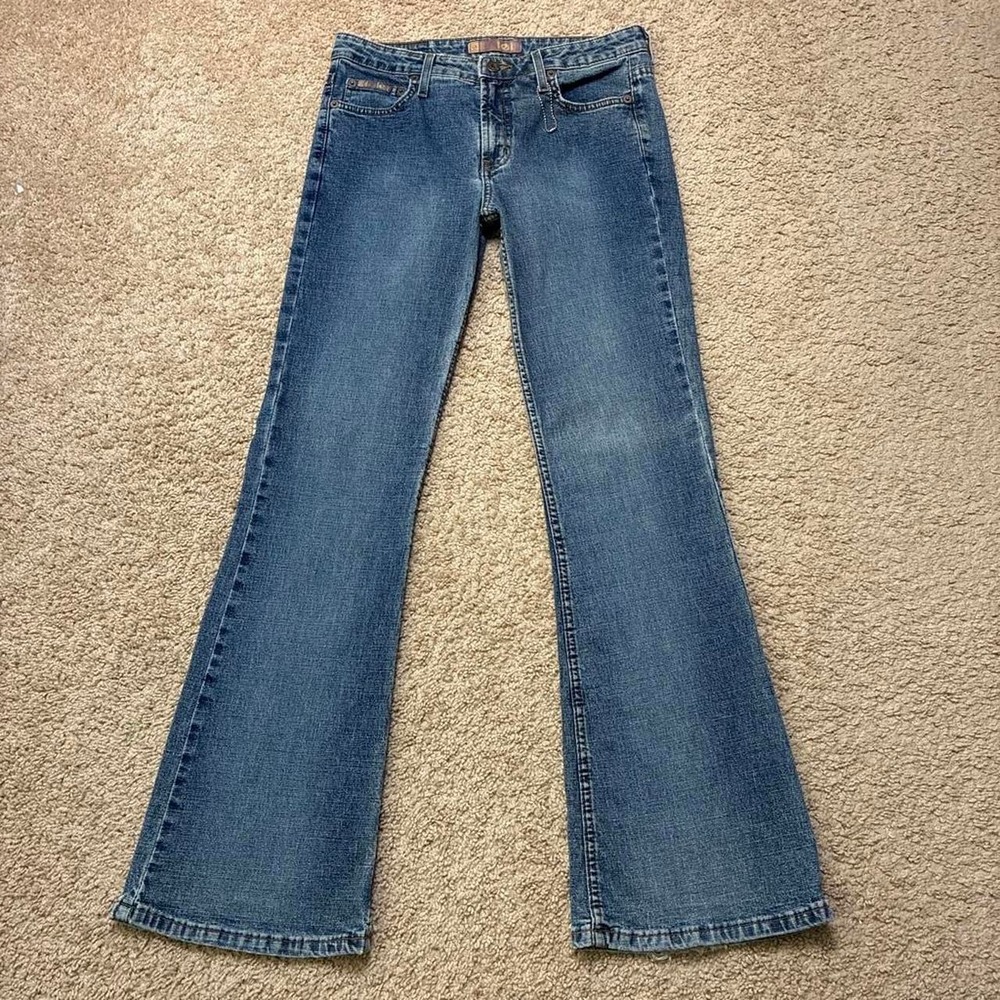 Vintage Western Y2K Style L.E.I. Low Rise Bootcut Blue Stretch Jeans Size 9